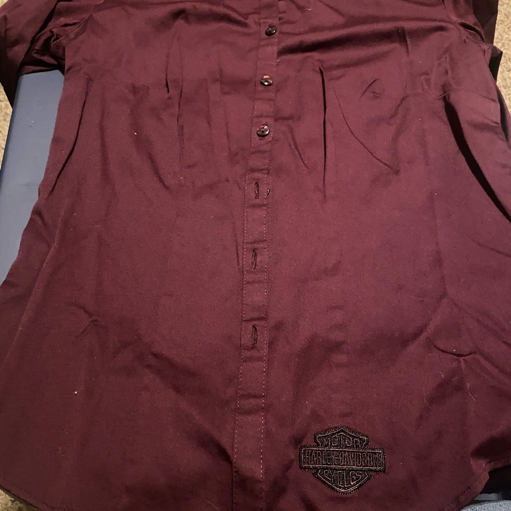 Harley-Davidson Dark Red Casual Button Down Shirt